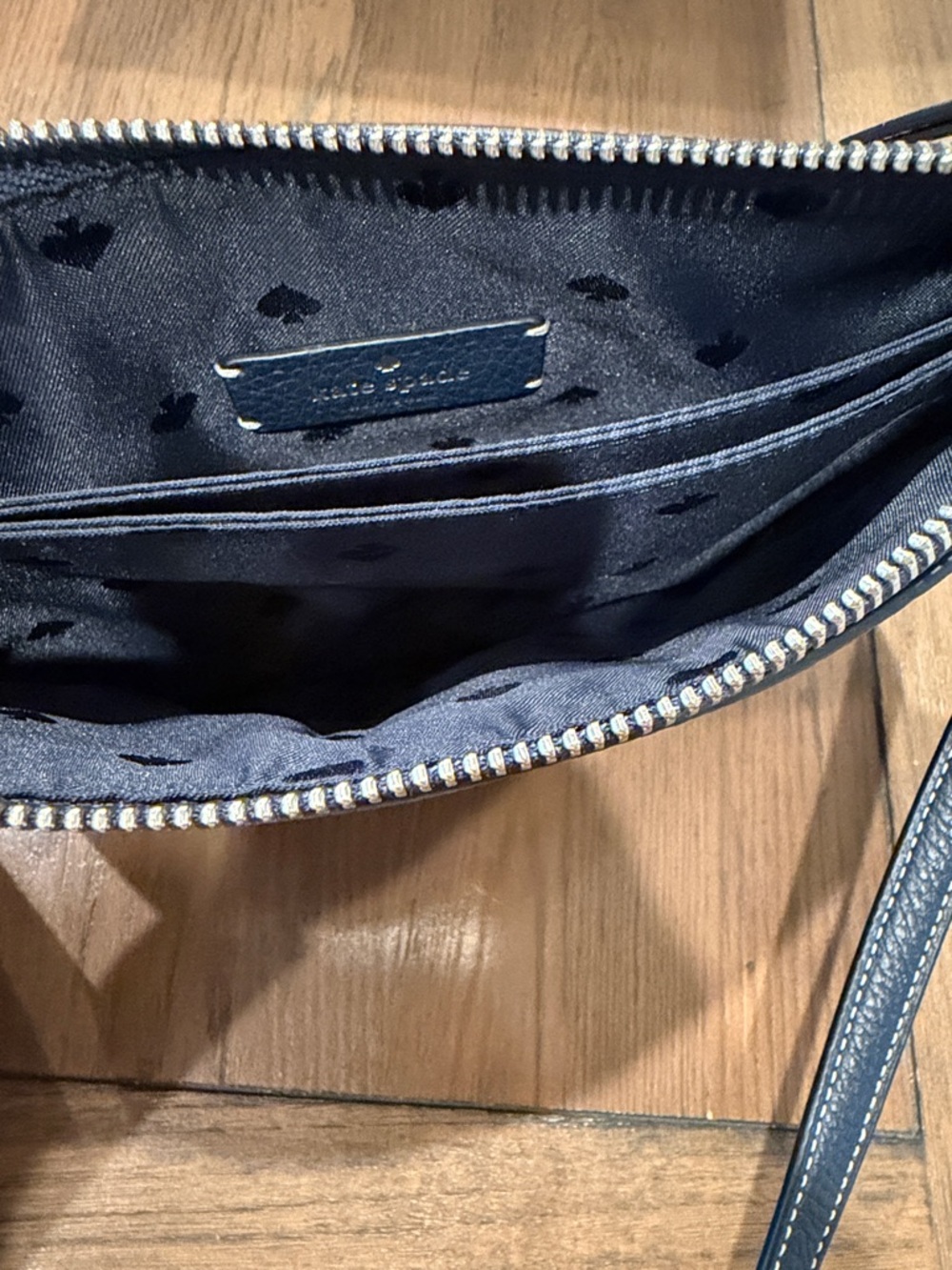 Kate Spade New York Jackson Denim Triple Gusset Navy Crossbody Bag - Picture 7 of 9